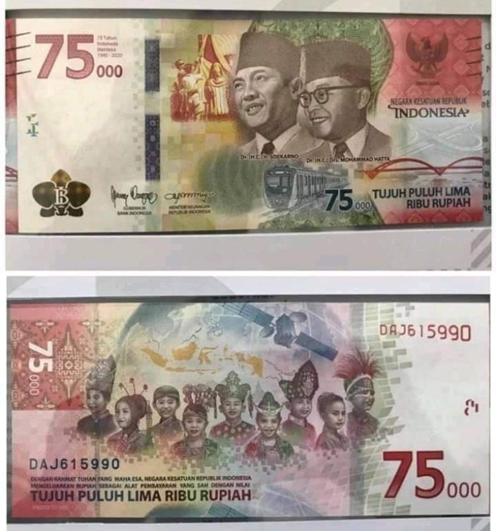 gambar uang baru pecahan 75000