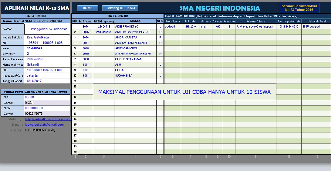 Download Aplikasi Raport K13 SMA Gratis TEKNO BANGET