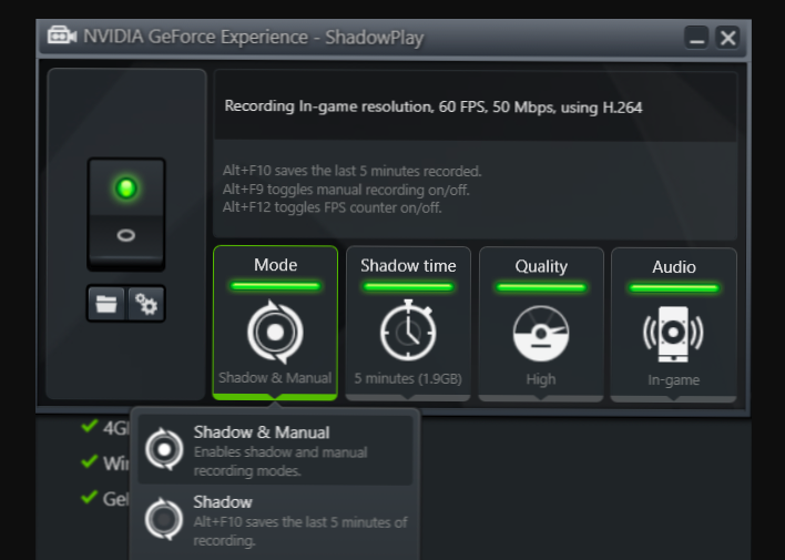 Nvidia GeForce Experience Screen Recording