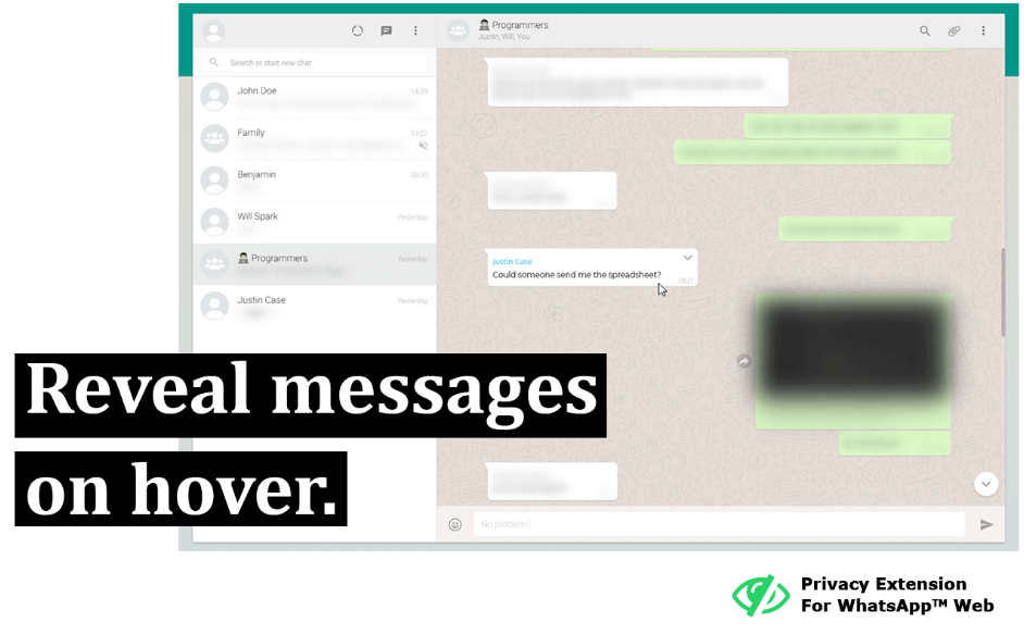 pesan wa jadi blur dengan Privacy Extension for Whatsapp Web